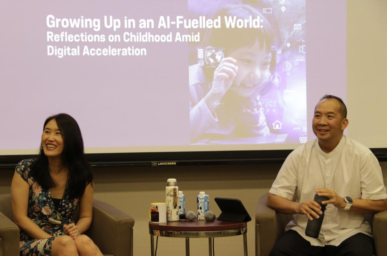 SMU’s public lecture, “Growing Up in an Al-Fuelled World: Reflections on Childhood Amid Digital Acceleration”, helmed by SMU Vice President (Partnerships and Engagement) and Professor of Communication and Technology, Lim Sun Sun (left), on 5 April 2024, gave insights about the pivotal role that parents play as the key architects of their child's media environments.