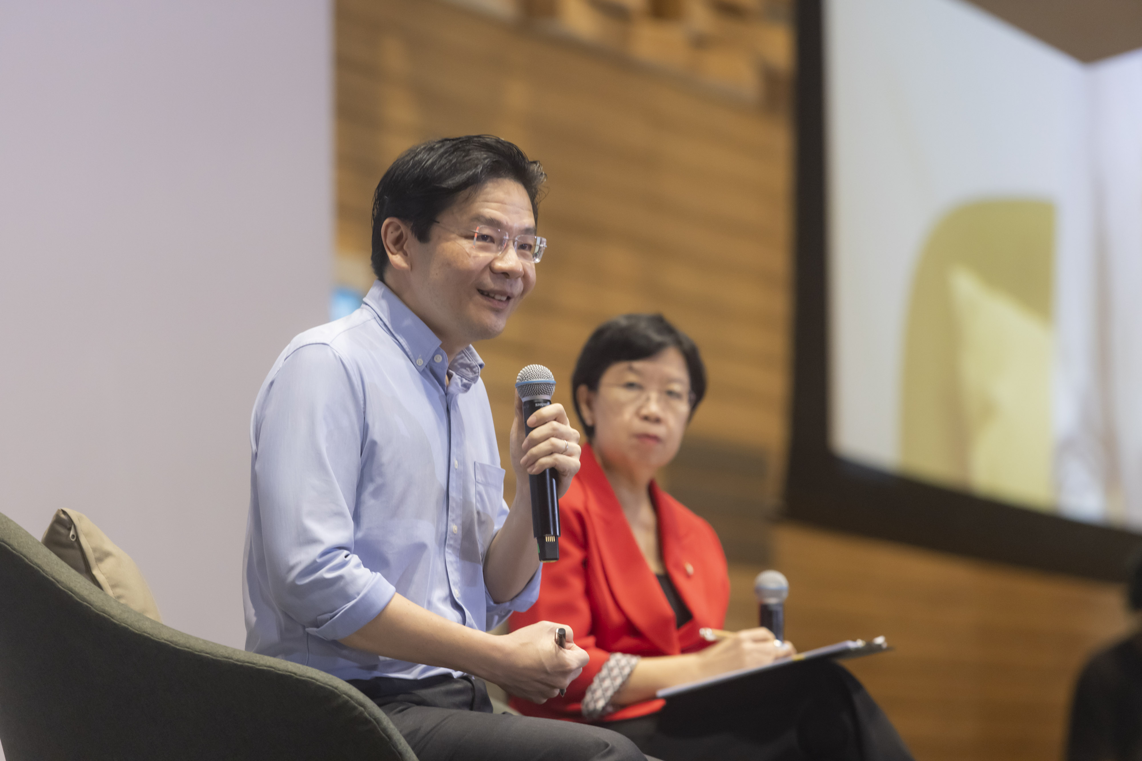 PM Lawrence Wong and SMU President Prof Lily Kong.