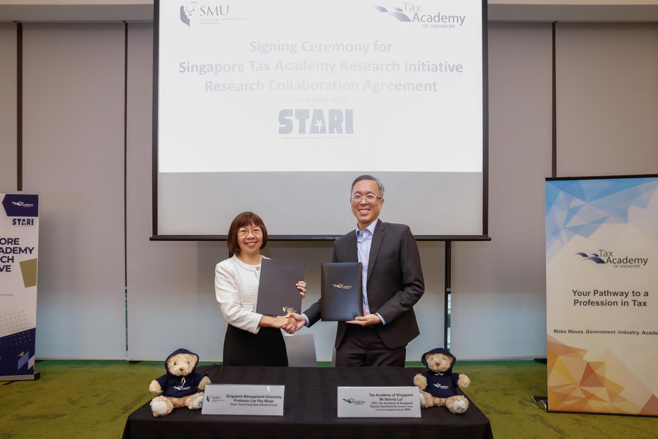 SMU and Tax Academy of Singapore established the Singapore Tax Academy Research Initiative on 11 Aug 2025