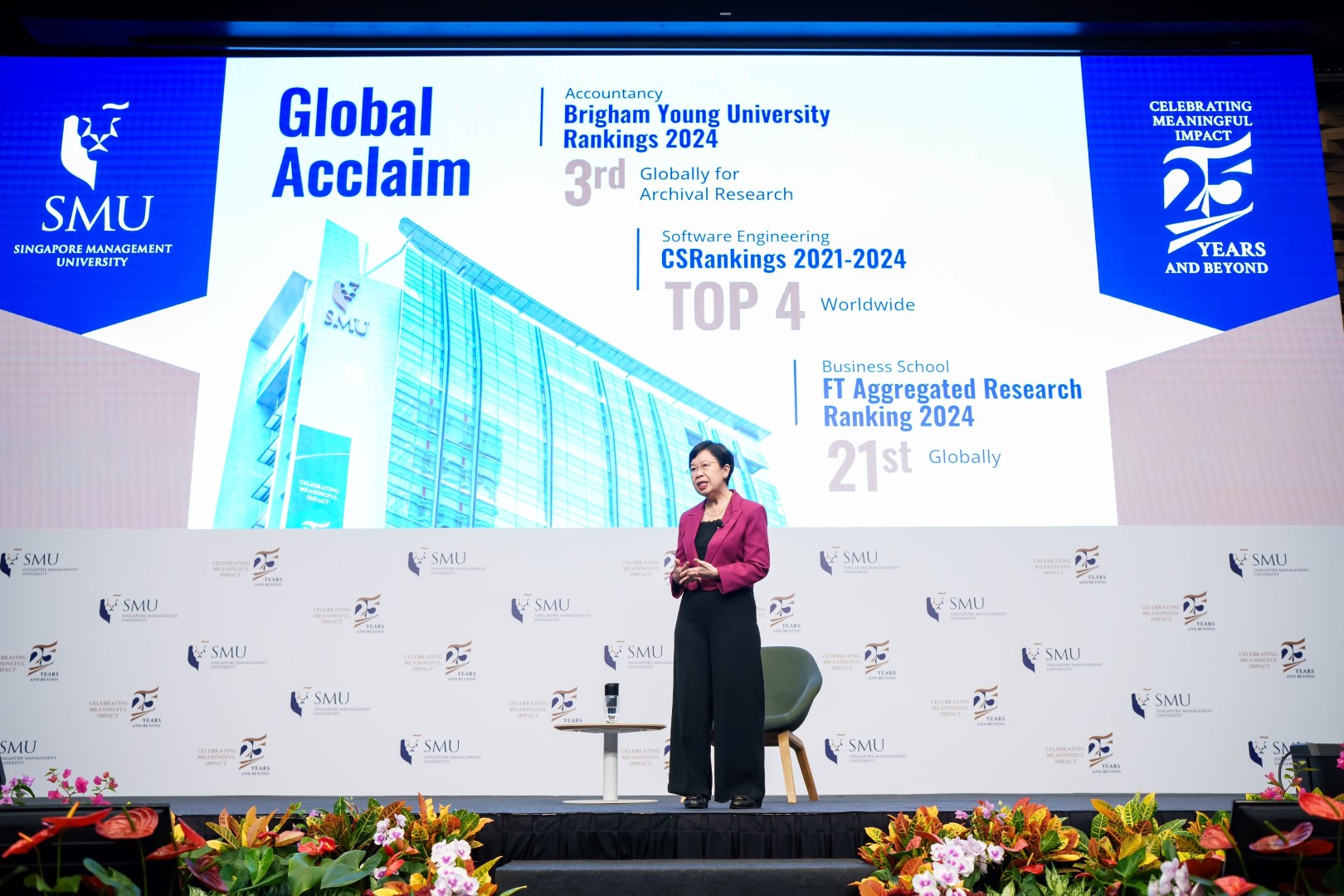 SMU President Prof Lily Kong delivering her State of the University Address 2025