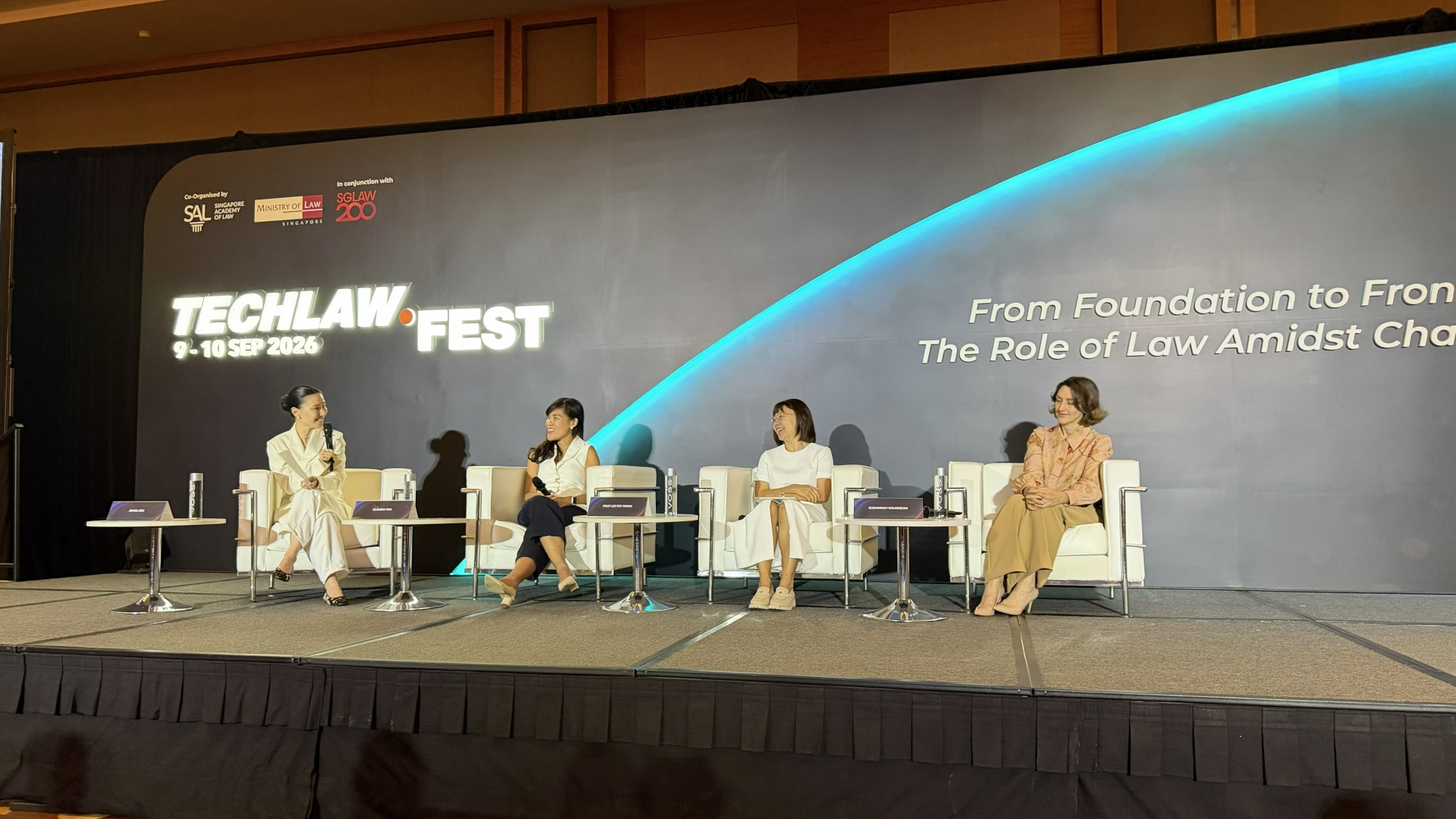 SMU Law Dean Professor Lee Pey Woan (3rd from left) at a panel at TechLaw.Fest 2026 on 9 September, which discussed ‘The supervised agent: Keeping lawyers at the centre of agentic workflows’, moderated by Jewel Seo, Senior Legal Engineer at Legora.