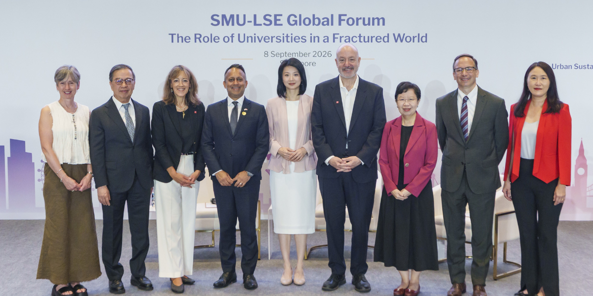 SMU-LSE Global Forum examines what it will take for universities to fulfil their responsibility toward societal impact in a fractured world and puts both universities’ strategic partnership into action, with new joint research projects tackling urban sustainability, workforce and longevity challenges in Singapore, the UK and beyond.