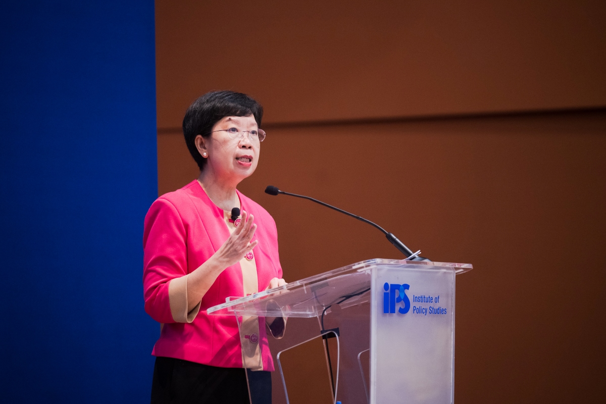 SMU President Prof Lily Kong, the 15th SR Nathan Fellow.