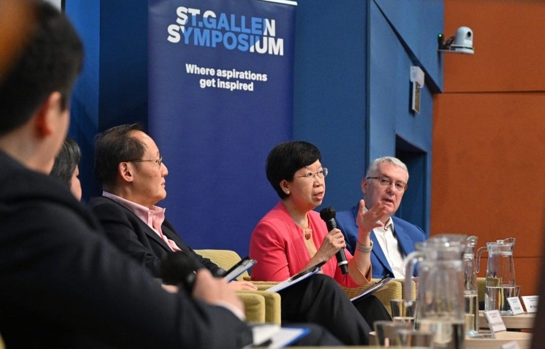 SMU President Prof Lily Kong speaking in Singapore at the 8th St. Gallen Symposium.