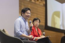 PM Wong discusses mega trends with Prof Lily Kong and students at SMU