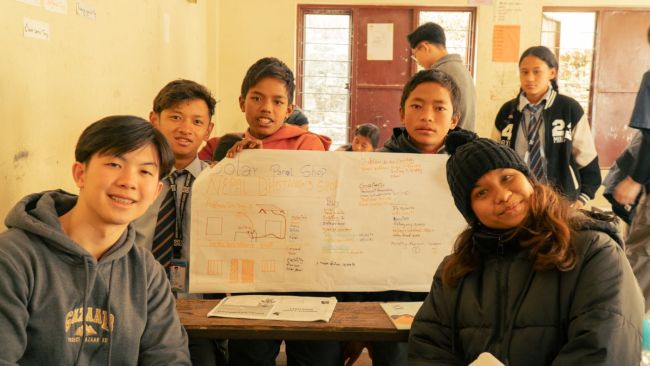 Members of SMU Project Gazaab with local students in Nepal.