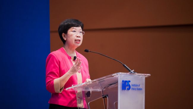 SMU President Prof Lily Kong, the 15th SR Nathan Fellow.