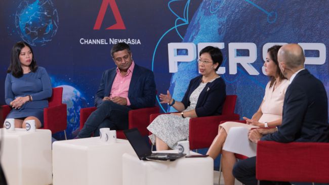 Prof Lily Kong with (left to right) Ms Grace Sai, Mr Rohan Mahadevan, Ms Tan Su Shan and moderator Teymoor Nabili. Prof Lily Kong with (left to right) Ms Grace Sai, Mr Rohan Mahadevan, Ms Tan Su Shan and moderator Teymoor Nabili.